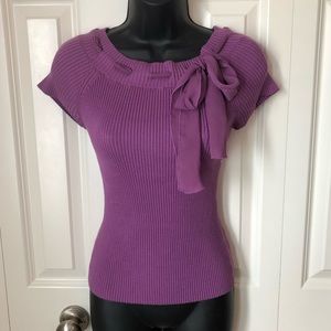 COPY - EUC purple shirt sleeve ribbed sweater size small